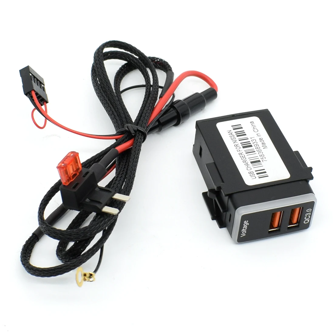 Carro Dual USB Quick Tablet Charger, Adaptador QC3.0, Telefone 12V, Portas de carga rápida, Voltímetro LED, Display Digital, Nissan