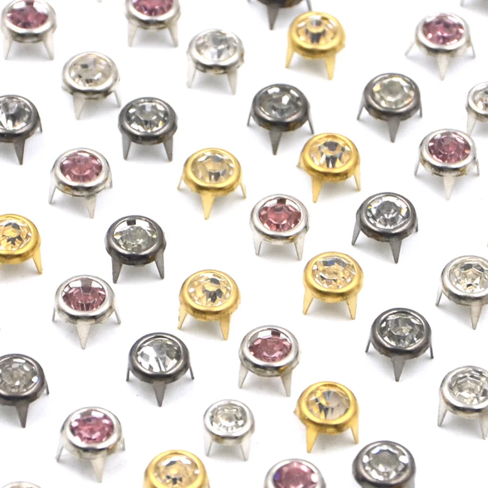 50 Peças Rebites de Metal com Strass, Espigões e Tachas para Artesanato em Couro, Calçados, Roupas, Bolsas e Decoração de Moda DIY