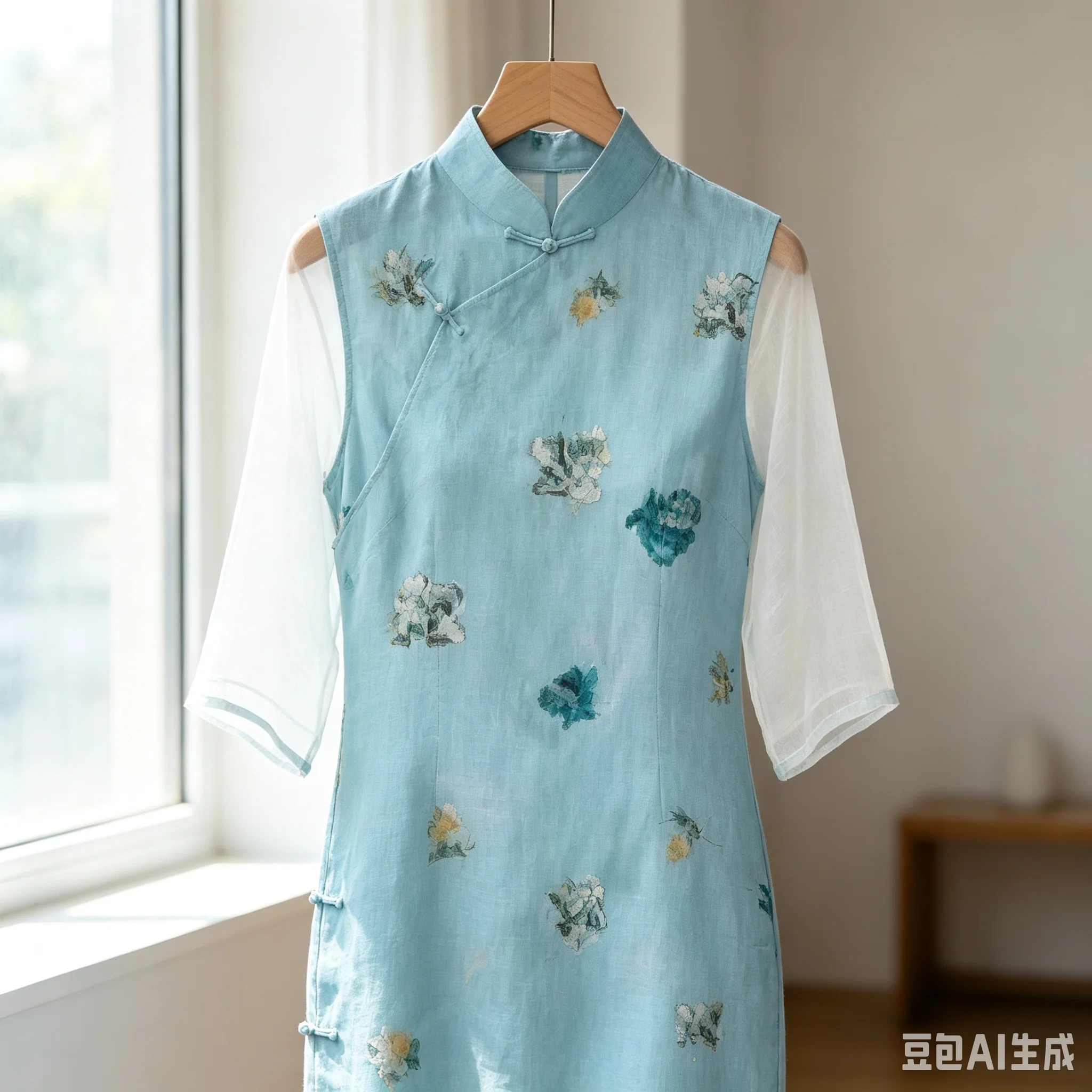 Ramie Fabric, Lightweight Printed Sand Washed Plain Weave, Good Drape Natural Antibacterial Cool Feeling, For Garment Hanfu Curt