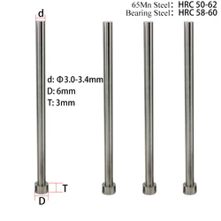 3.1/3.2/3.3/3.4*80/100/125/150/180/200mm 65Mn Round Tip Plastic Injection Component Mold Straight Punching Ejector Pin