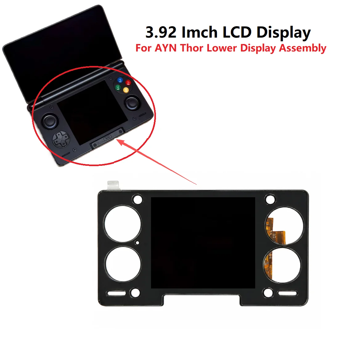 3.92 Inch LCD AMOLED For AYN Thor Dual‑Screen Android Handheld Console Lower Display Assembly Screen Replacement Part