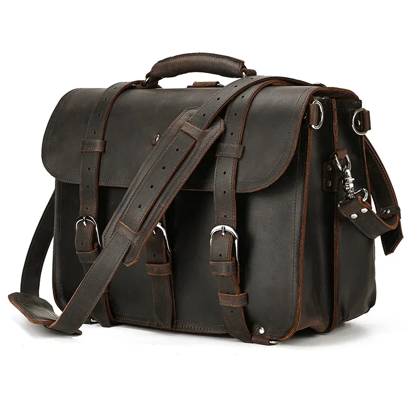 High Capacity Laptop Backpack Briefcase Genuine Leather Bag  Men's Shoulder Bag Dual Use Business Bag Outdoor Men Tote Bags Male