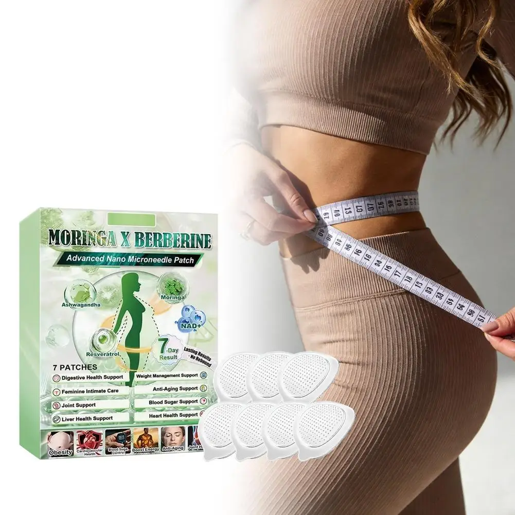 10-in-1 Advanced Microneedle Slimming Aid Patch 7Pcs/box Moringa Berberine Patch For Arm, belly, leg Fat Burn Weight Loss