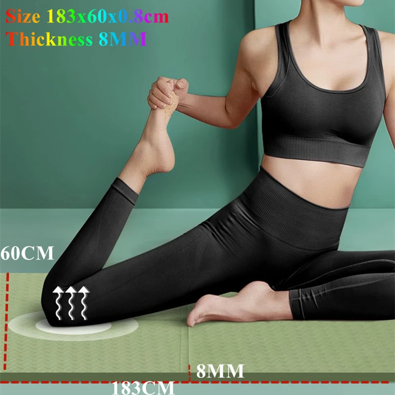 Fold Portable 183x60CM Yoga Matt 8MM Thick Yoga Mat Anti-skid Exercise Yoga Pilates Gymnastics Mat Sports Fitness Mat Comfort