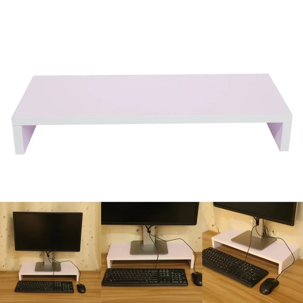 Monitor Height Increasing Bracket ,Wooden Monitor Stand LED Computer Monitor Riser Desktop Organizer Display Rack Purplish White