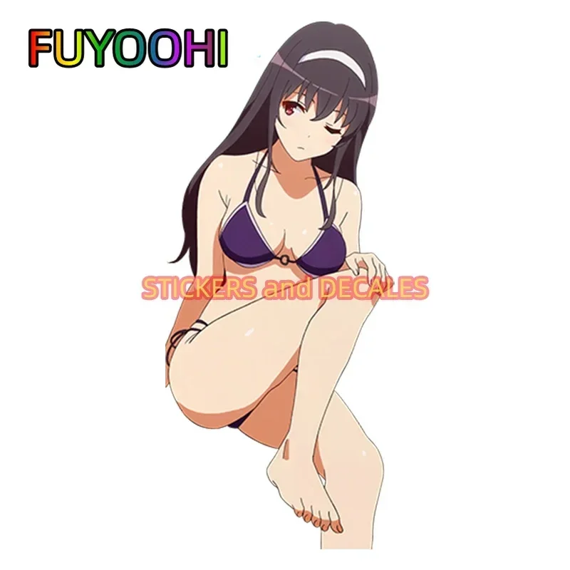 FUYOOHI Play Stickers 3D Hot Girl Anime Decal Kasumigaoka Utaha Window Wiper Sticker Rear Windshield Car Styling Decor