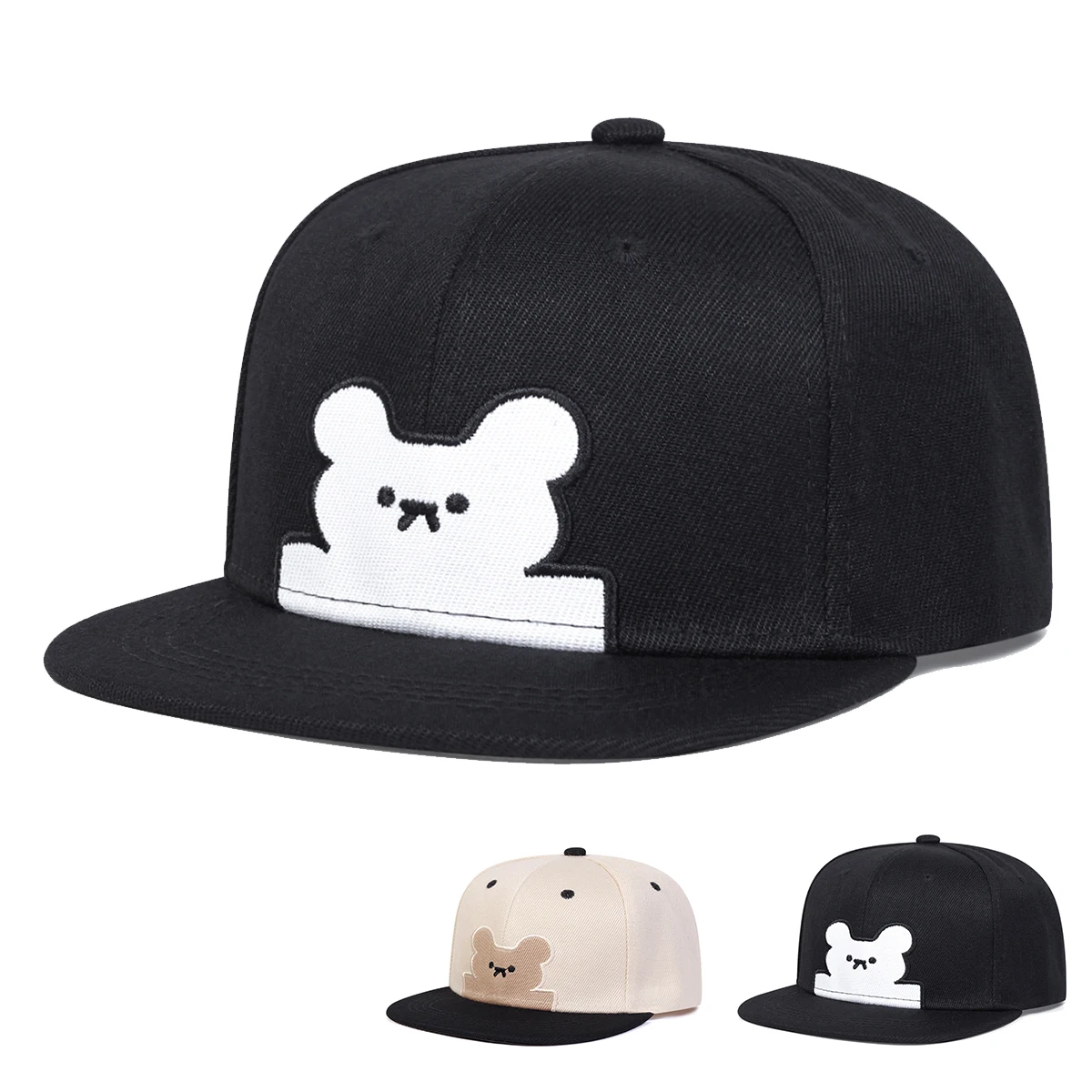 

Детская бейсболка с вышивкой в виде маленького медведя, шапки в стиле хип-хоп, весенне-осенняя уличная Регулируемая Повседневная шапка для мальчиков и девочек, Trave