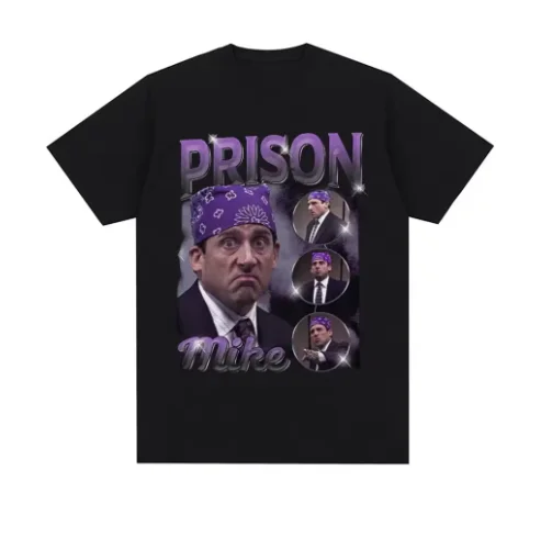 تي شيرت بريزون مايكل سكوت تحية المسلسل التلفزيوني مكتب دوايت شروت جيم هالبرت تي شيرت نسائي قصير الأكمام