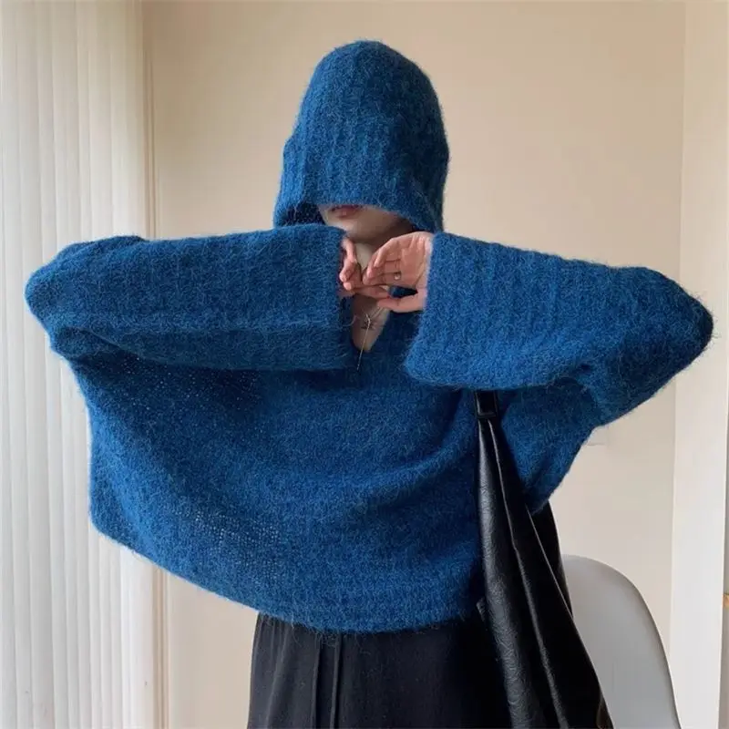 

2025 Autumn New High-end Hooded Sweater for Women Loose Slimming Knitted Top Fashionable Versatile