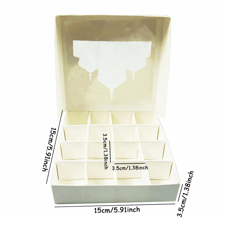 1/3/5pcs Eid Theme DIY Candy Box Set 16Girds Chocolate Packaging Gold  White Ramadan Gifting Box for Happy Eid Party Decor