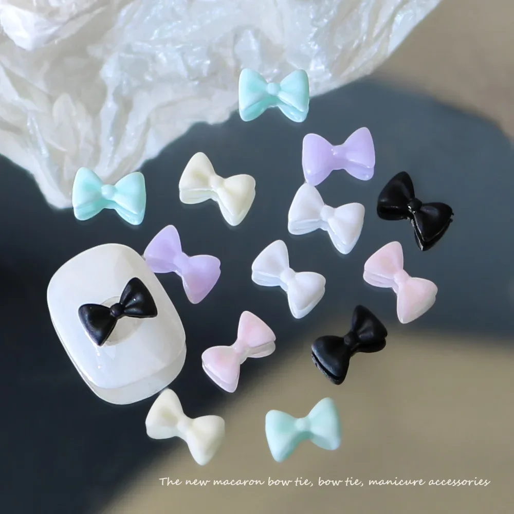 

50PCS Wholesale Cheap Simple Frosted Matte Bow Nail Art Accessories Kawaii Double Butterfly Ribbon Bowknot Decoration Charms