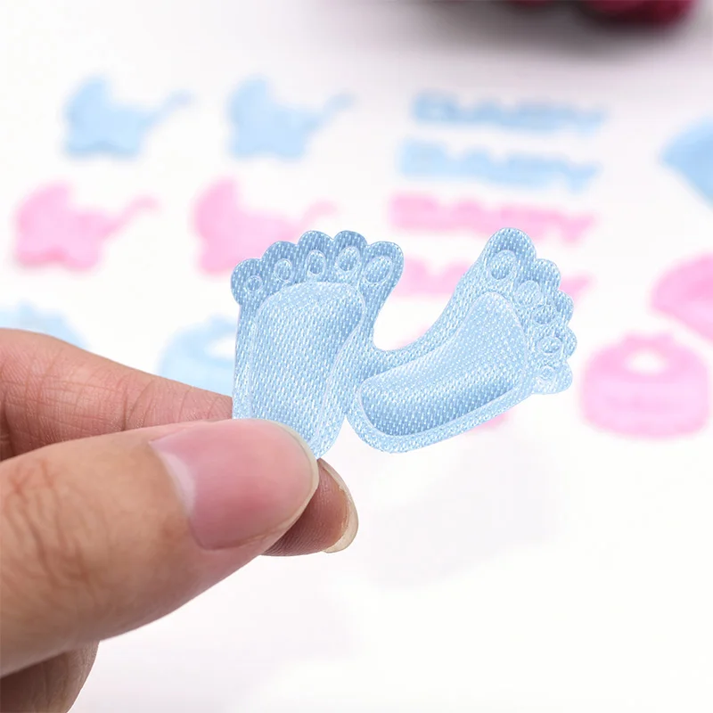 100pcs/lot Baby Shower Decoration Mini Pacifiers Baby Footprint Shape Confetti Blue Pink Sprinkles Boy Girl Baby Shower Decor