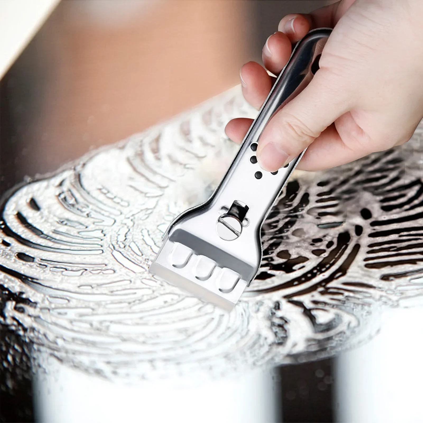 Placa de cocina de inducción de cerámica, herramienta limpiadora de raspador de placa de cerámica de vidrio multifunción con hoja, herramienta raspadora de pintura