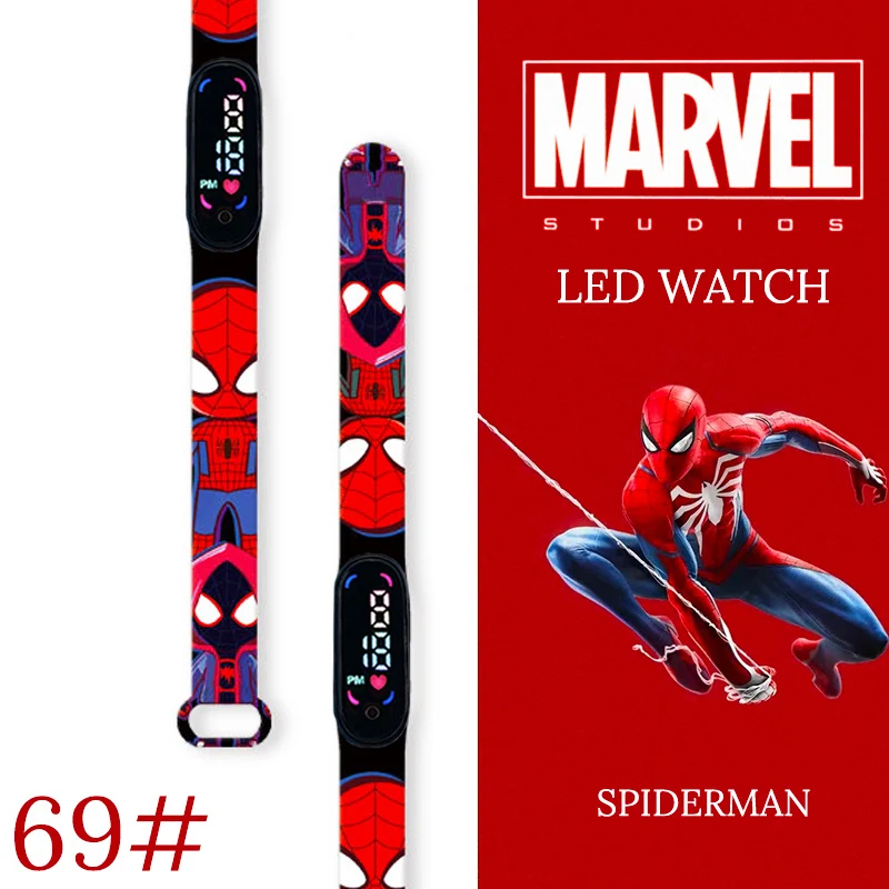 Children\'s Disney Spiderman Relógio Digital, Relógios infantis, Criança Esporte Pulseira, Relógio LED impermeável, Meninos