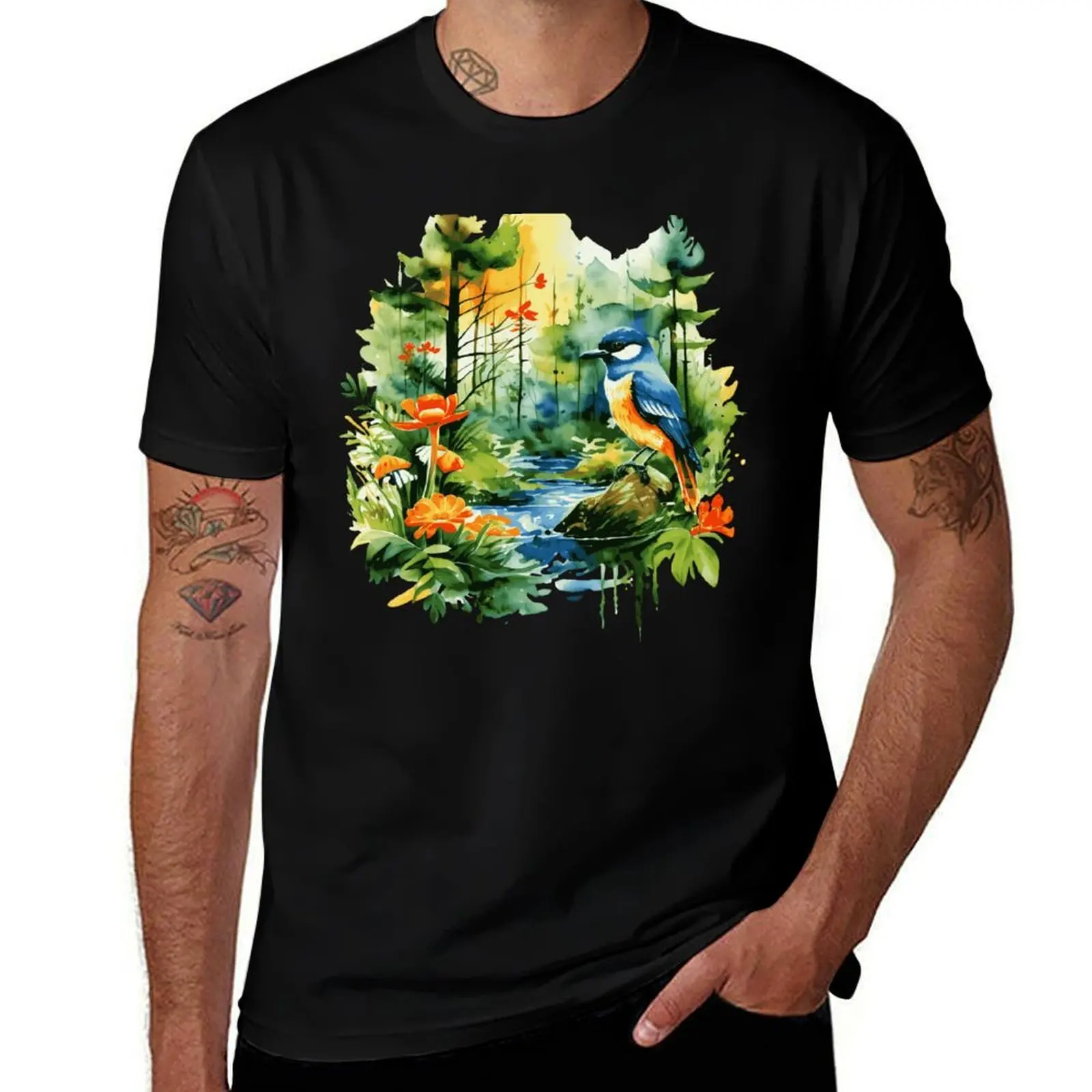

Lush Forest with Wildlife T-Shirt blacks Funny t-shirt sports fans mens graphic t-shirts anime