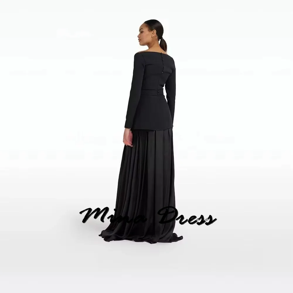 Mina Customized 2-piece Set Evening Dresses Woman Elegant Womens Party Dresses for Formal Occasions Long Sleeves Two Colors Prom