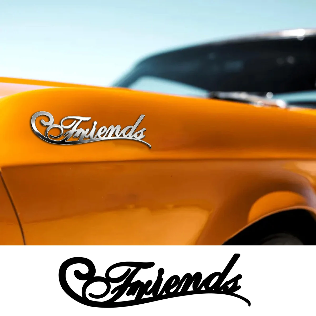 

Silky Filigree Metal Stainless Steel Custom Logo Art Font Car Sticker Fender Trunk Badge Decal Car Decorative diy Accessories