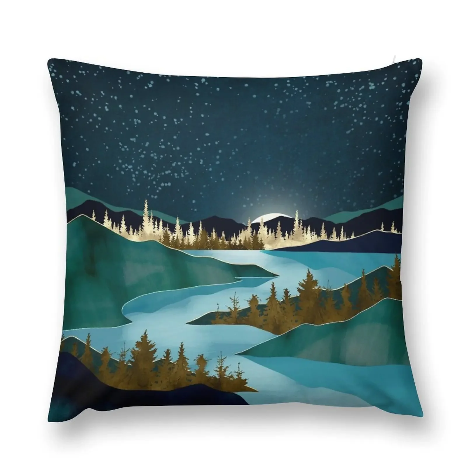 Autumn River Night Throw Pillow luxury decor Cushion Child pillow