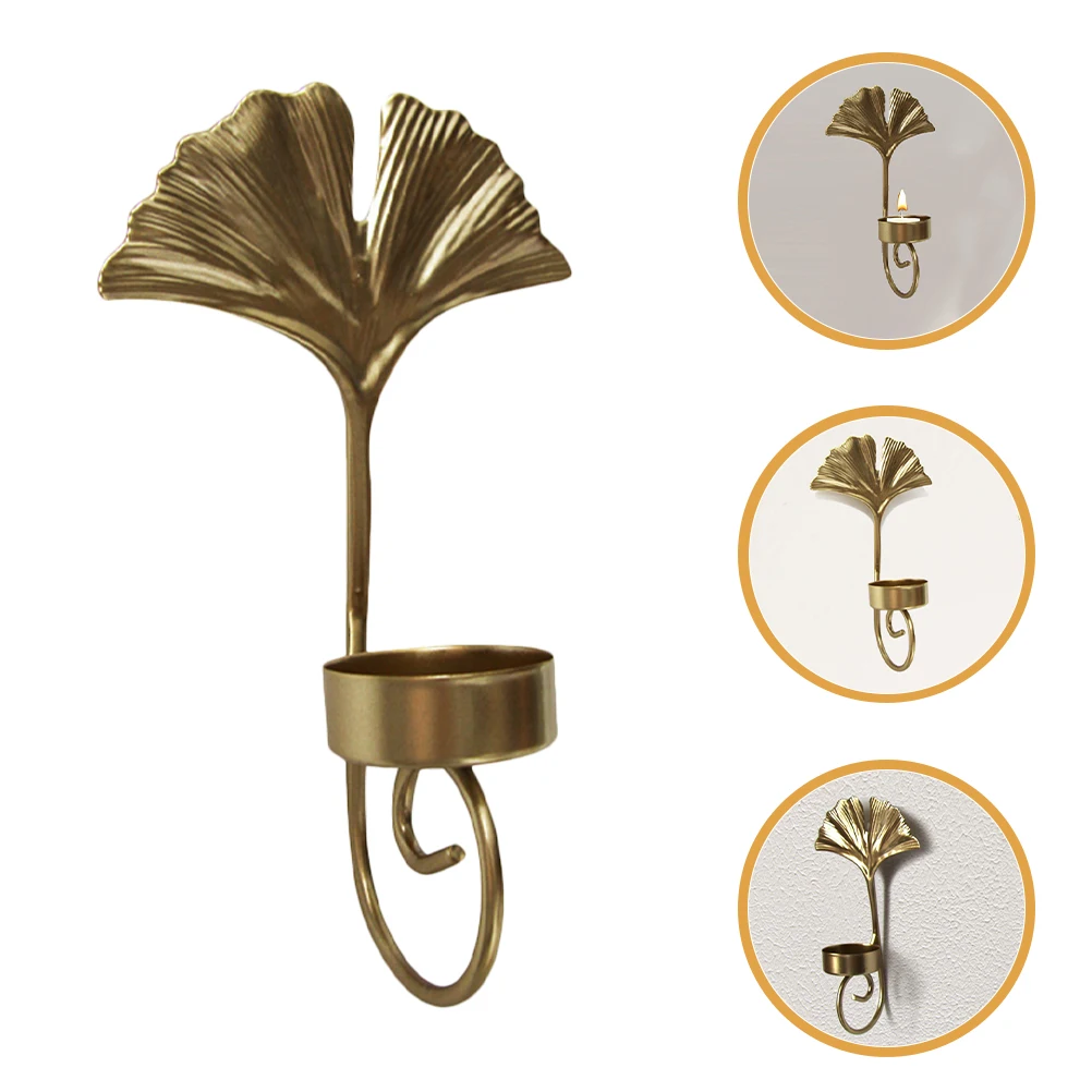 4 pièces de bougeoirs en fer forgé en forme de feuille pour la décoration murale, décoration de la maison, du bureau, de l'hôtel, applique murale