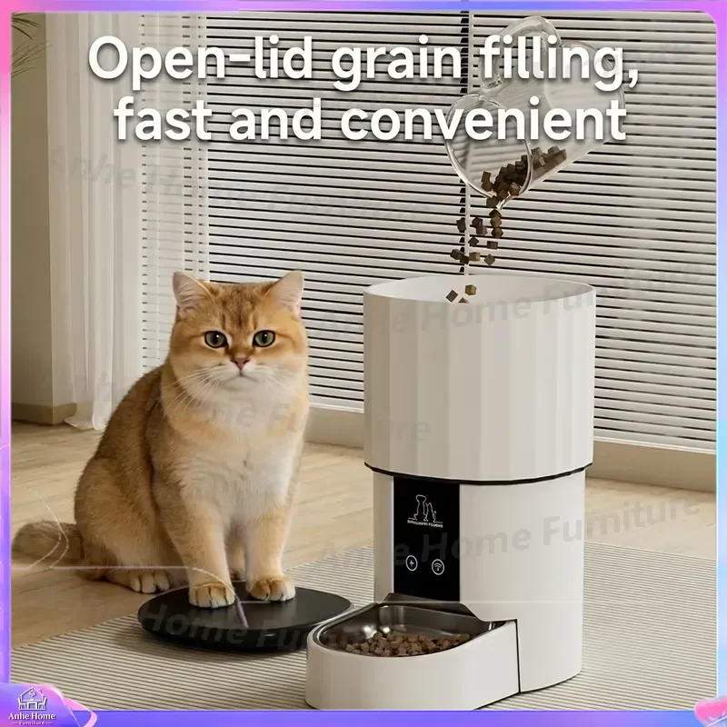 Smart Pet Feeder Automatic Dog Cat Food Dispenser with Timer Voice Recorder Child Lock Removable Bowl for Multi Pet Family