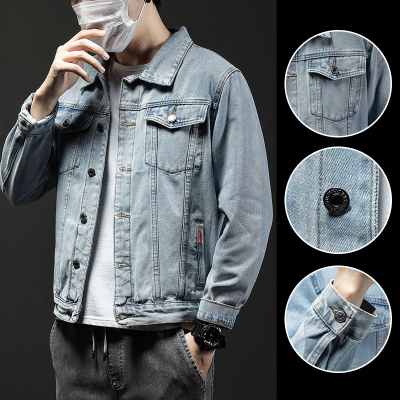 الرجال العصرية البضائع نمط الدنيم سترة 2025 الخريف الشتاء نمط جديد عصري وسيم معطف الدنيم عادية حجم كبير 5XL