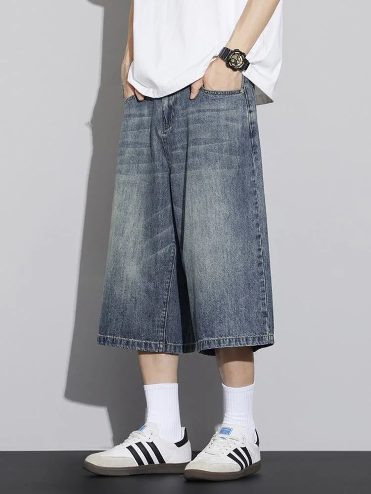 

Мужские джинсы в американском ретро-стиле, летние, тонкие, широкие, повседневные, свободного кроя, из хлопка, для подростков, модные