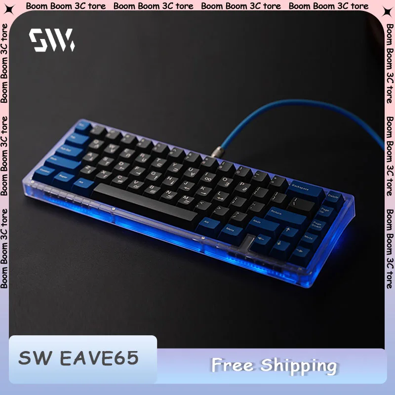 

Комплект механической клавиатуры Swagkeys EAVE65, проводной комплект клавиатуры с возможностью горячей замены, впрыска под давлением, прозрачный корпус, комплект клавиатуры, аксессуары