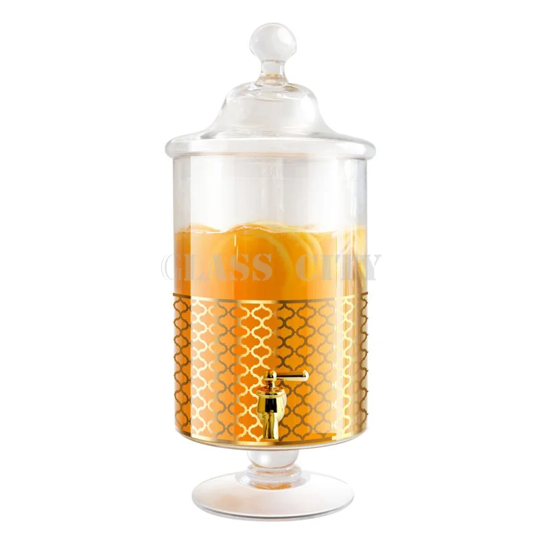 Food grade gold decal design for glass drink cold beverage dispenser with ABS gold tap