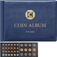 Coin Collection Supplies Book Holder for Collectors, 312 Pockets Coins Collecting Album for 20 25 27 30 38 46mm, coin display