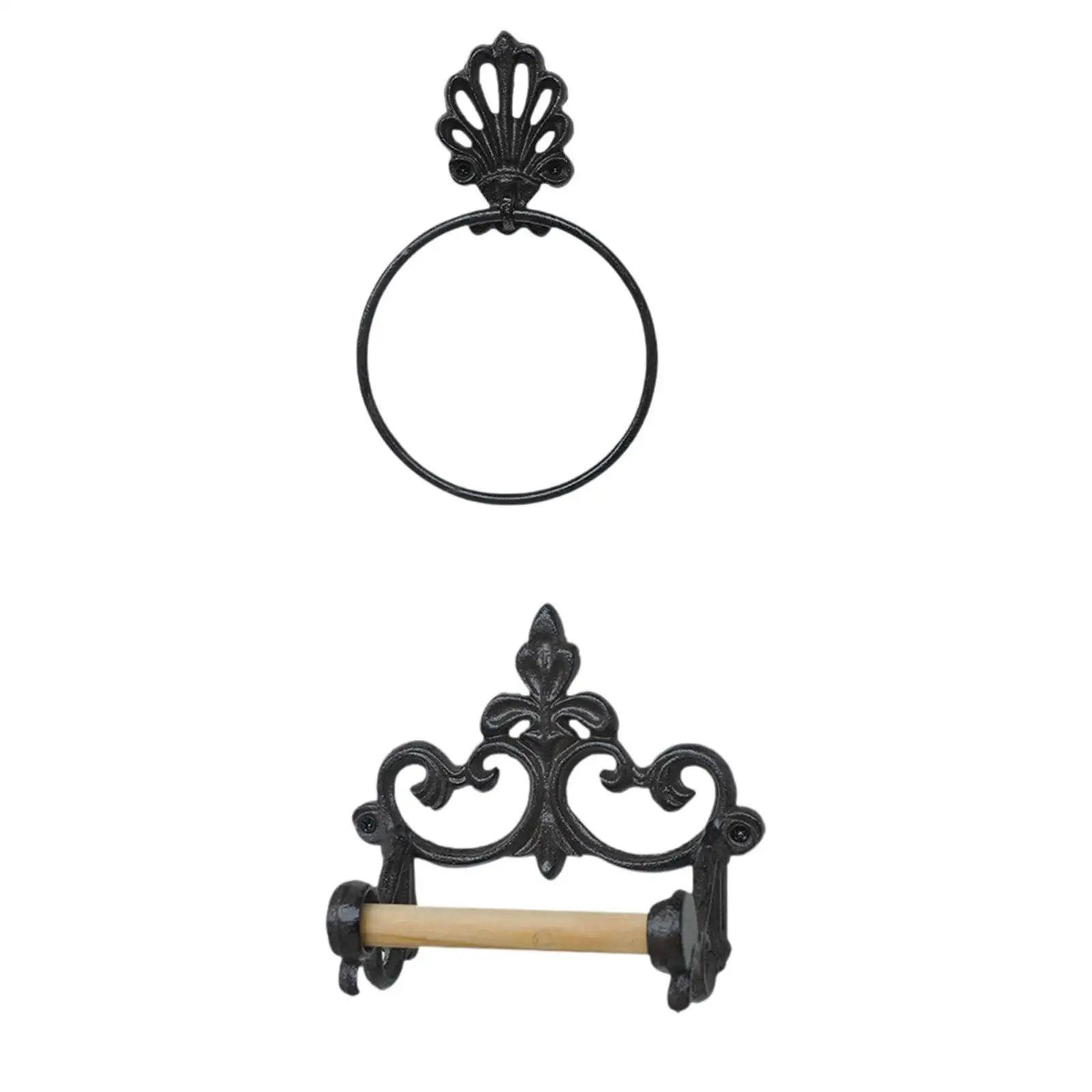 Compact Iron Paper Towel Holder Elegant Vintage Rack Wall Mount Hanger for Bathroom Kitchen Usage