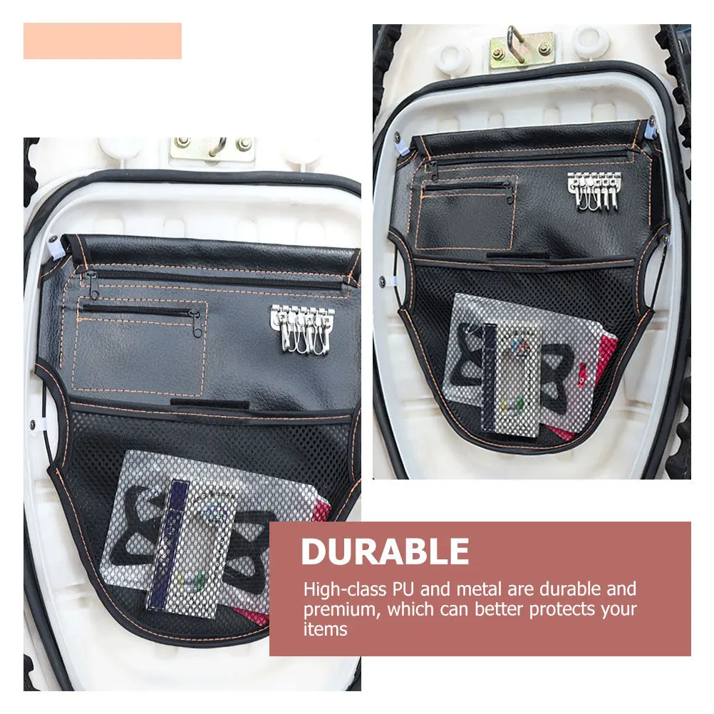 오토바이 시트 백 고급 금속 시트 밑 파우치 쉬운 설치 견고한 장식 일상 용품 스쿠터 수납 가방 모터바이크