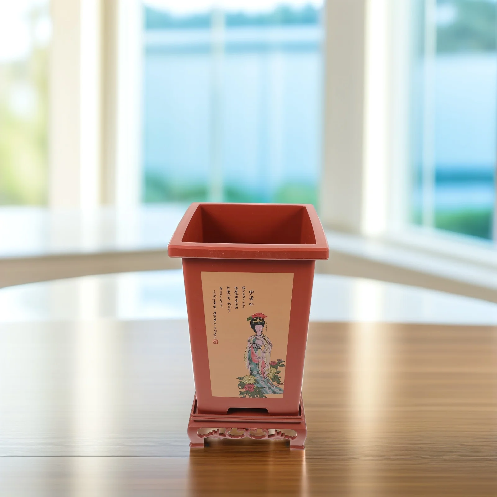 

Цветочный горшок из смолы, 1 комплект, красная грязь, имитация фиолетовой глины, кашпо St для комнатных растений, дыхание, дренаж, садовые принадлежности