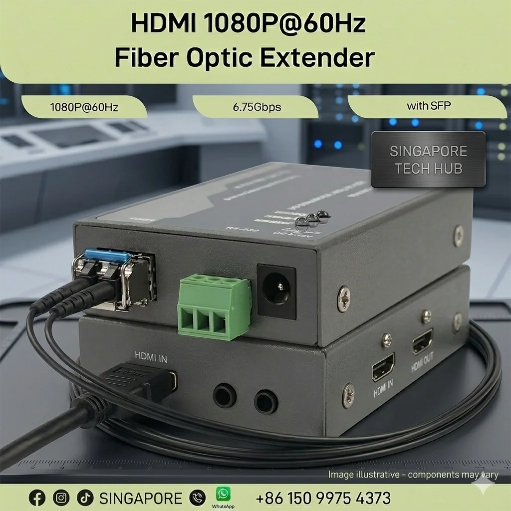 1920×1080@60Hz HDMI Fiber Optic Extender, Full HD Uncompressed, LC, FC, SC Compatible, Up to 10KM, RS232 Control/HDCP/EDID