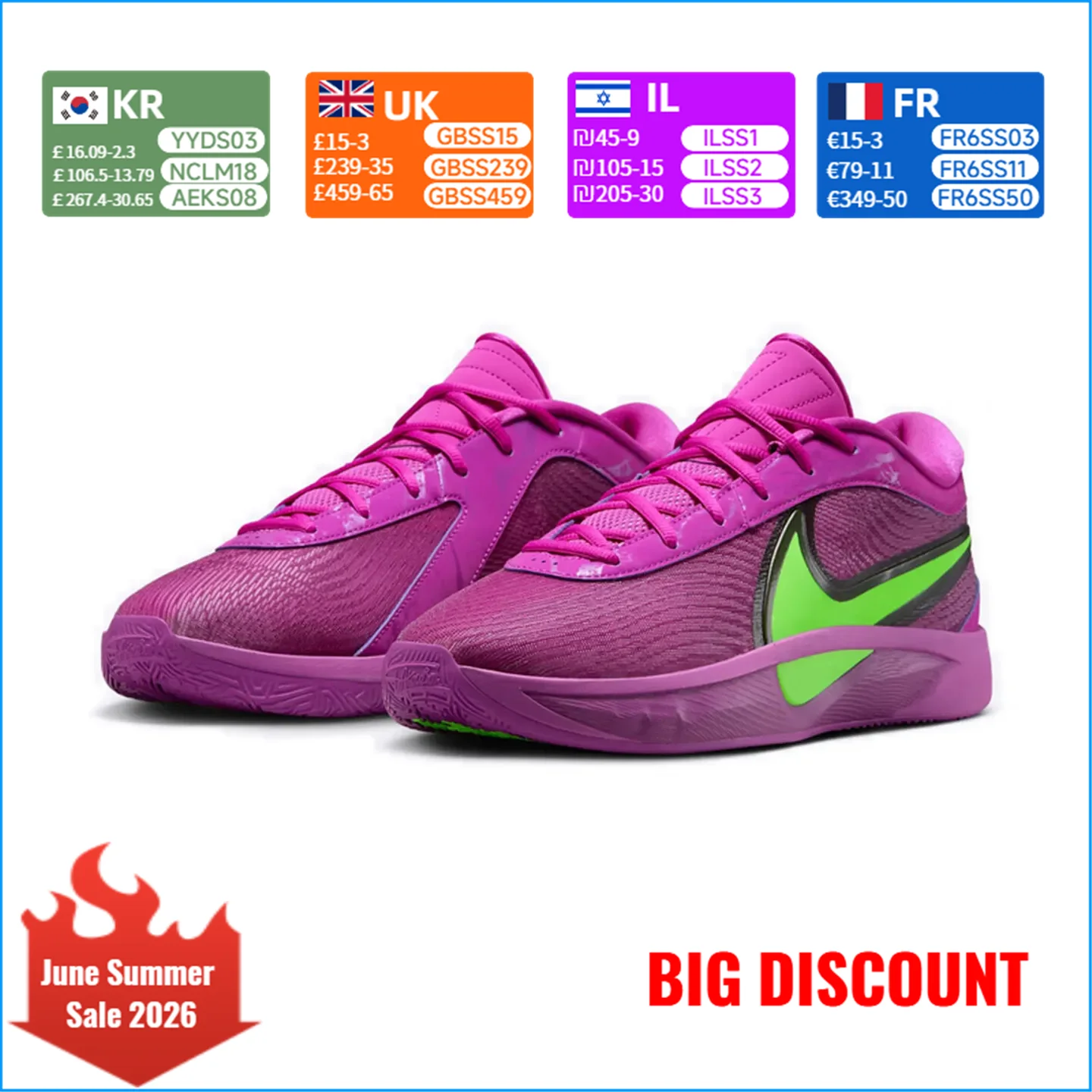 

Nike Giannis Freak 6 EP Men's Low-Top Basketball Shoes - Purple Comfortable, Slip-Resistant, Durable FJ7807-500