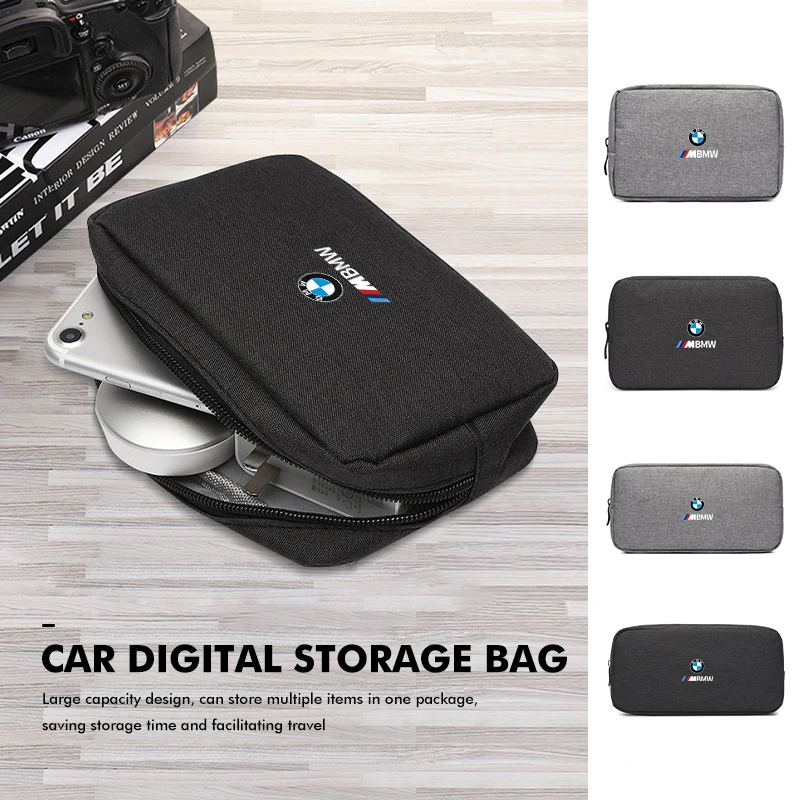 Car Data Line USB Cable Portable Multifunctional Storage Bag For BMW G30 G20 M3 M5 E91 E92 E93 E36 E70 X3 X4 X5 X1 E39 F30