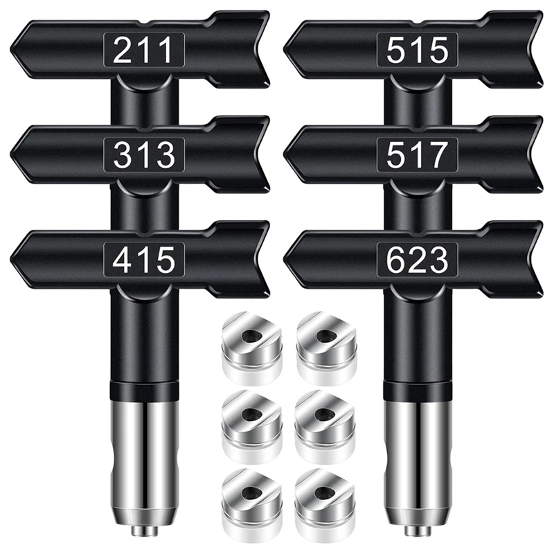 أطراف رش، 6 قطع من أطراف رش الطلاء بدون هواء، أطراف رش قابلة للعكس لفوهات رش آلة رش الطلاء بدون هواء