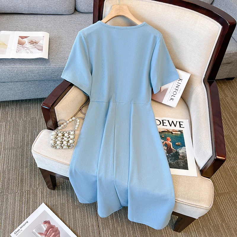 Robe décontractée grande taille pour femmes, tenue de soirée sexy, ample et confortable, tissu perlé de coton, été