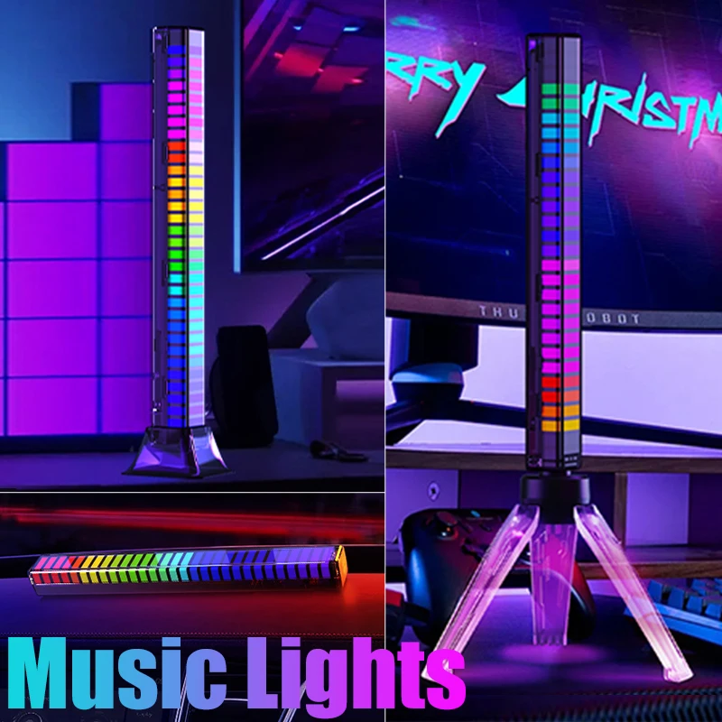 LED RGB USB pickup light bar sound control DJ music rhythm strip lamp color ambient for car atmosphere computer gaming colorful