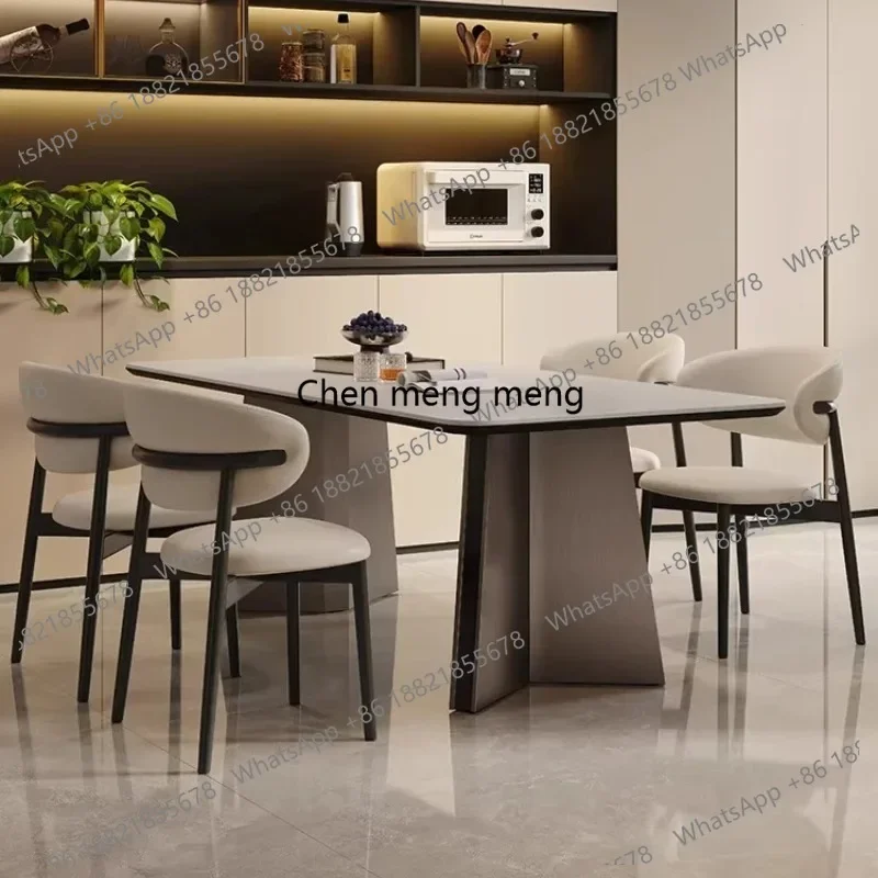 X188 Dining Table Set Light Luxury High-end Dining Tables Household Rock Slab Rectangular Dining Tables Space Saving Furniture