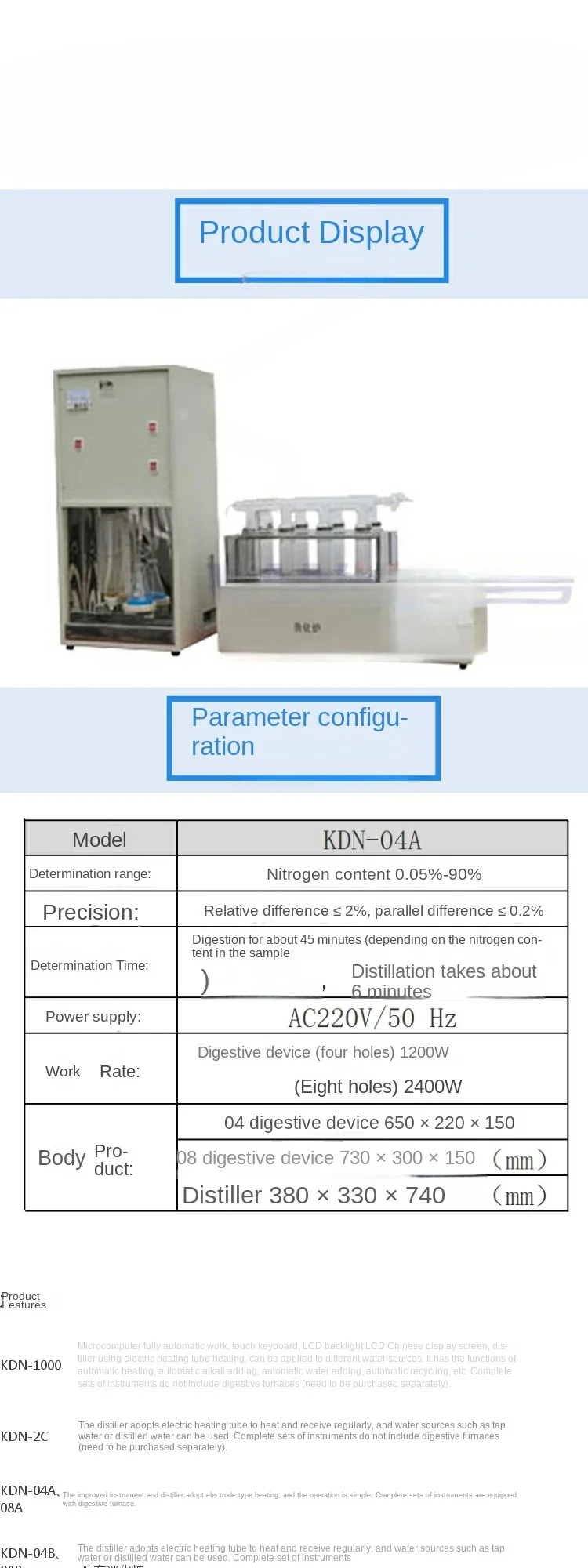 Kieldahl Apparatus Digestion Furnace Distillator Nitrogen Content Tester