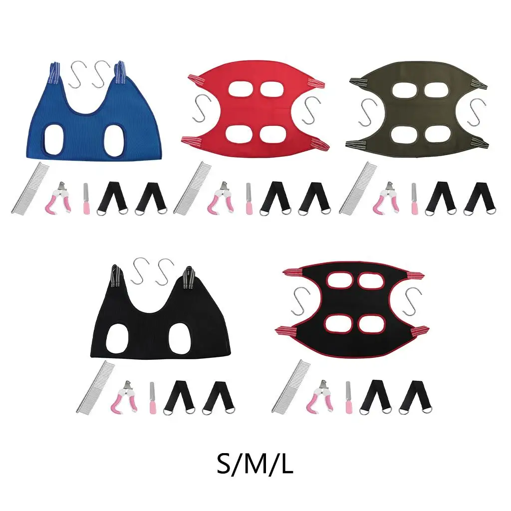 Multi-Functional Pet Grooming Hammocks Kit Restraint Bag with Breathable Hammock Helper for Kitty Trimming,