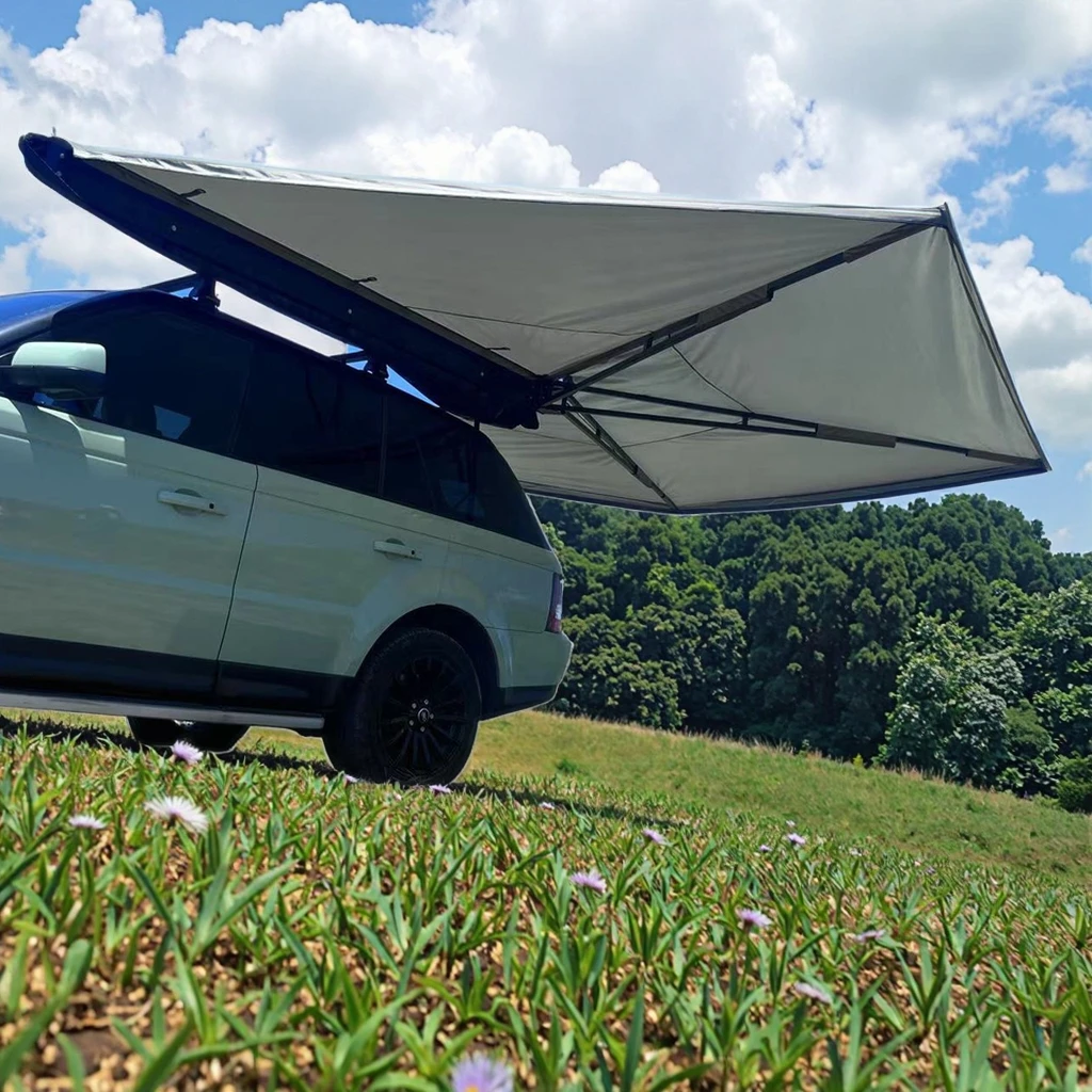 

Heavy Duty Car Side Awning Double Metal Plate Windproof Rainproof Retractable Rooftop Tent For Car Traveling Family Camp
