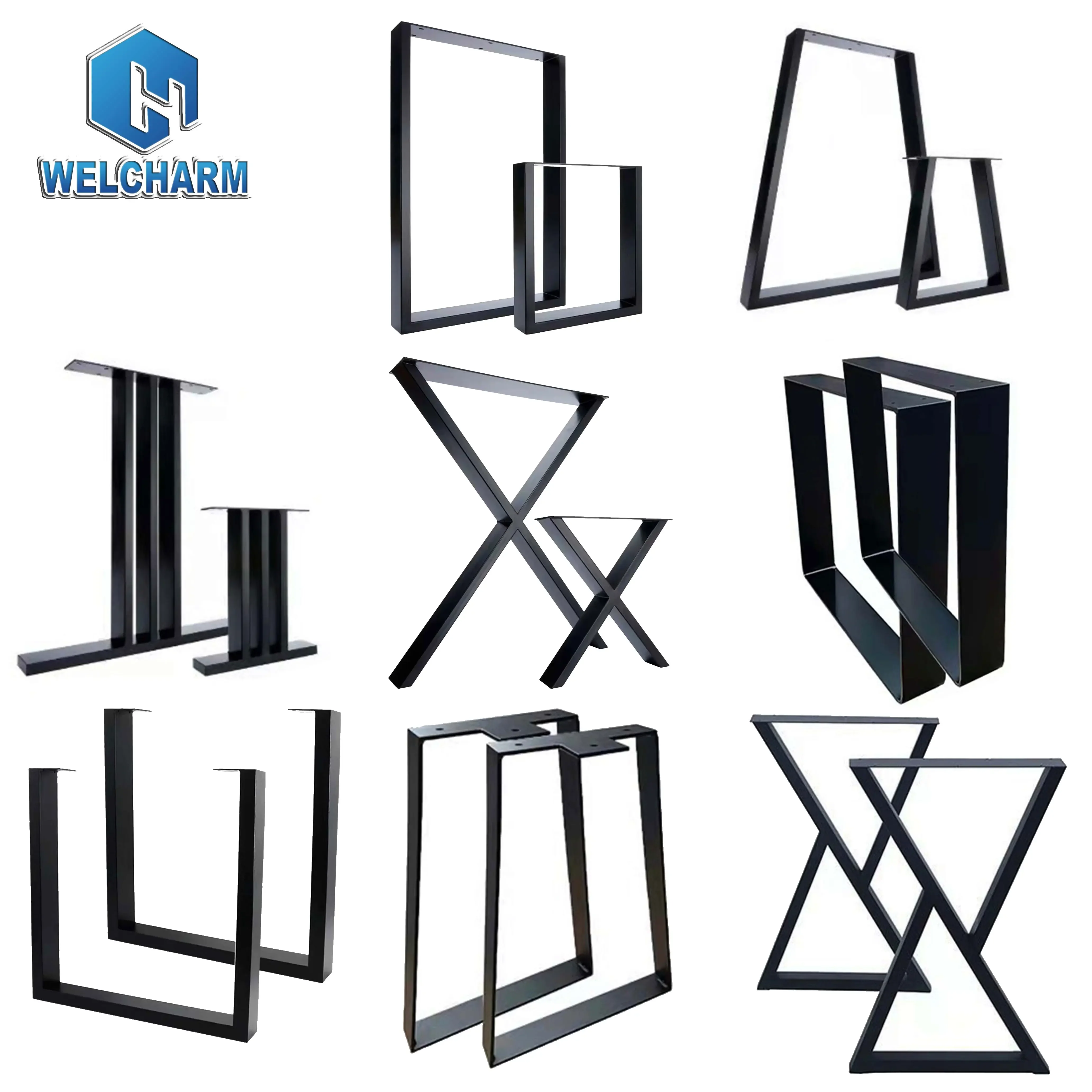 Industrial Heavy Duty Modern X Black Iron Table Frame Leg Furniture Desk Coffee Dining Metal Table Leg