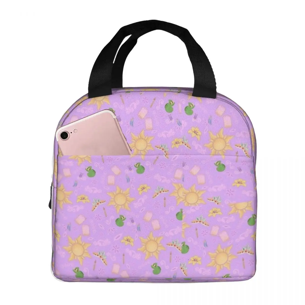 Rapunzel Pattern Lunch Bags Insulated Bento Box Portable Lunch Tote Resuable Picnic Bags Cooler Thermal Bag for Woman Children