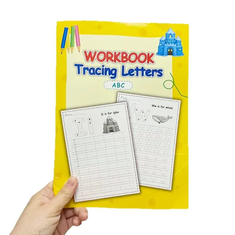 English ABC Letters Uppercase Lowercase Red Drawing Book Pen Control Training Connected To Children's Handwriting Practice Book