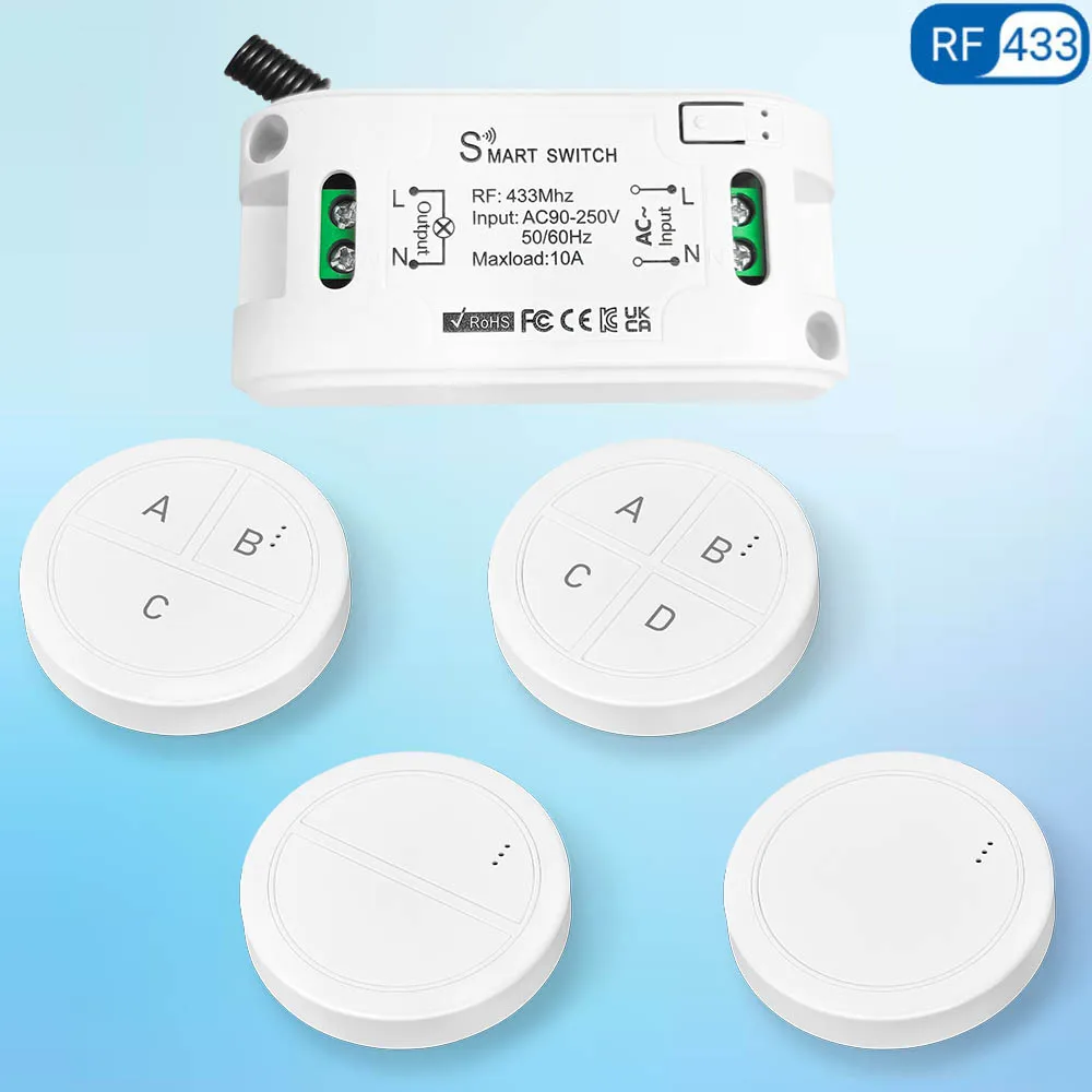 

Tedeligo Mini 1/2/3/4 кнопка 433 МГц беспроводной пульт дистанционного управления 110 В 220 В 240 В приемник выключателя света для дома светодиодная лампа накаливания