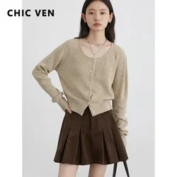 CHIC VEN Korean Women Cardigan Solid Loose Korean Round Neck Knitted Sweaters Single Breasted Female Jumpers Spring Autumn 2024