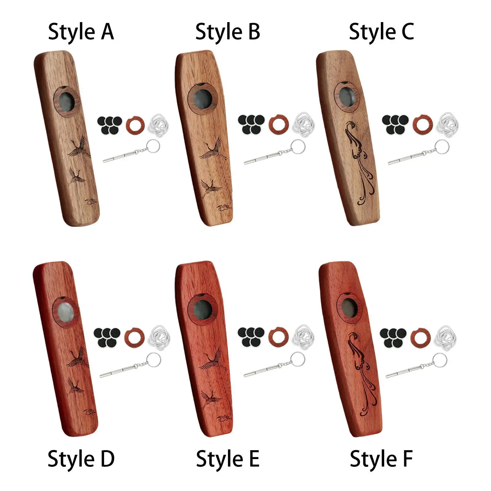 

Wooden Kazoo Wind Instrument Innovative Kazoo with Accessories Musical Instrument for Backyard Music Lovers Party Gift Picnic