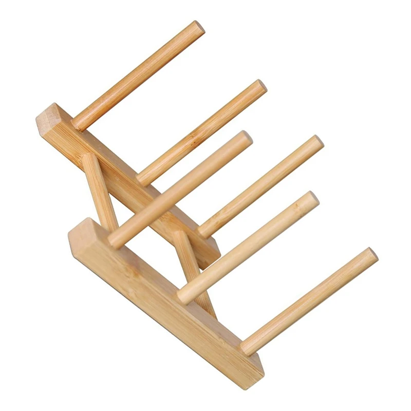 ●Kitchen Organizer Pot Lid Holder Bamboo Storage Rack Multifunctional Dish Plate Pan Cutting Board Stand Bookshelf-ABFB