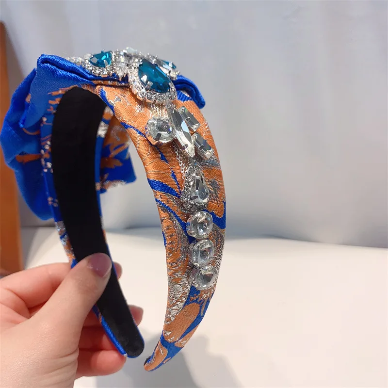 Luxurious Gemstone Crystal Hairbands For Women Hair Accessories For Girls Hair Band Blue White Hair Bows Hairband Headbands